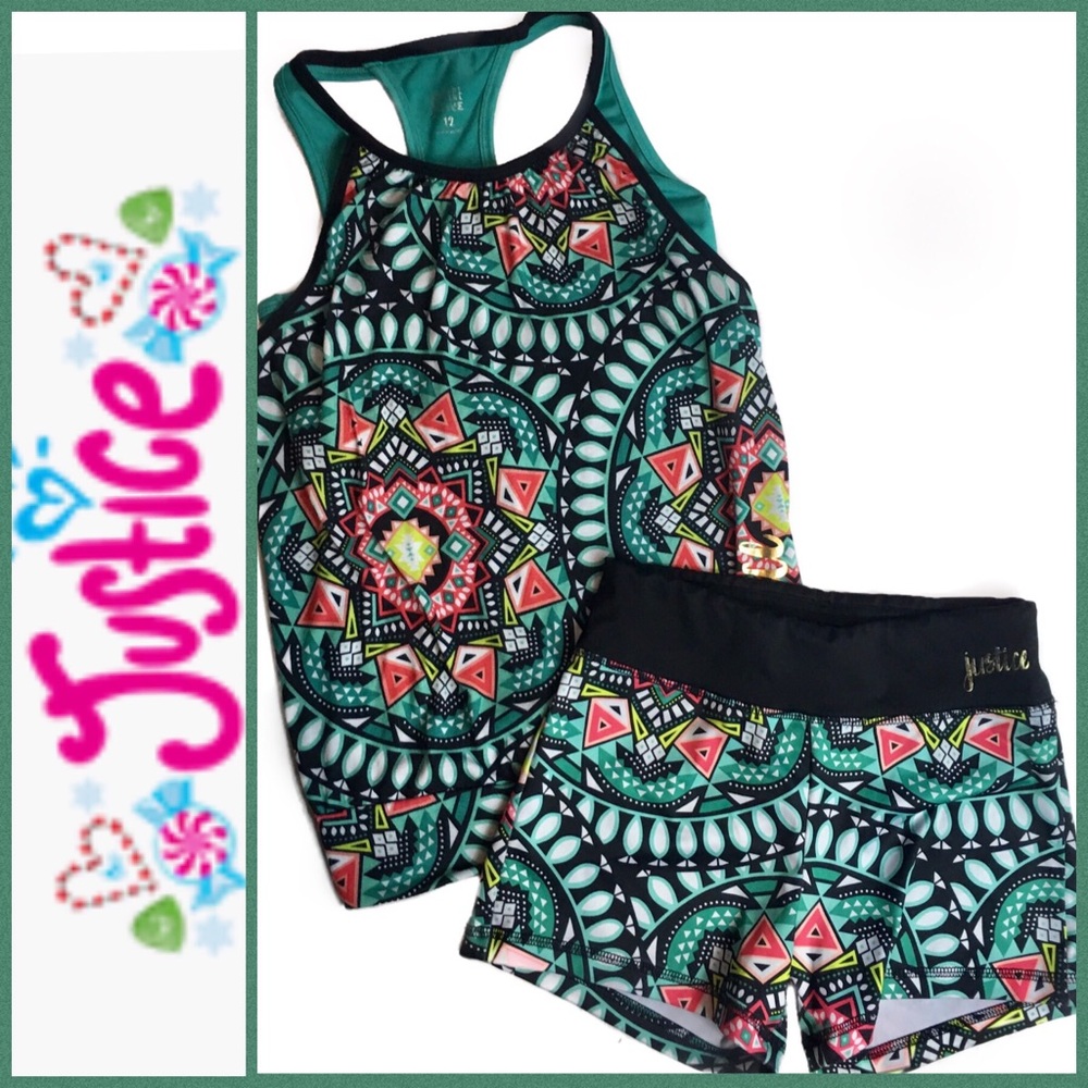 Justice Girl’s Tribal Print Active Wear Set Sz 12